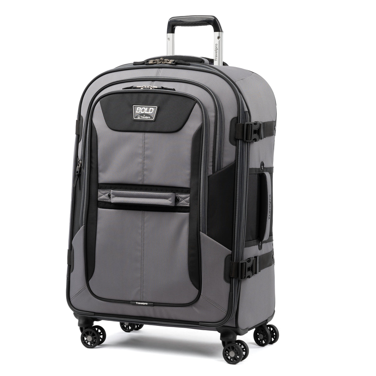 Travelpro Bold-Softside Expandable Luggage with Spinner Wheels ( Grey/Black , Checked-Medium 26-Inch ) Grey/Black Checked Medium 26 Inch U4