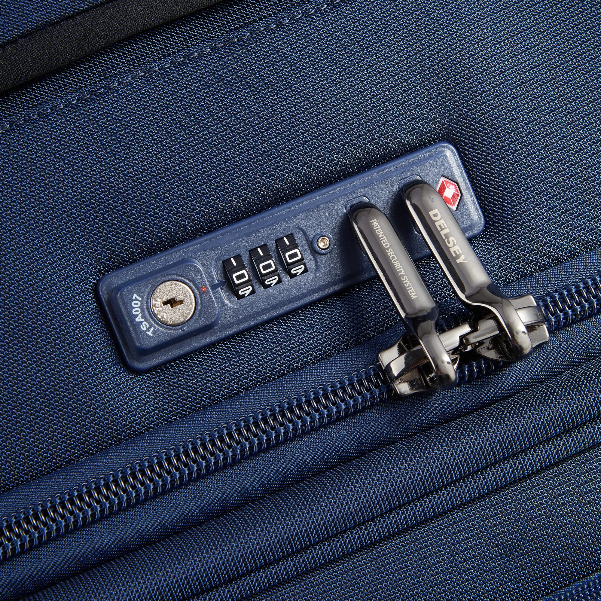 DELSEY Paris Helium DLX Softside Expandable Luggage with Spinner Wheels ( Navy Blue , Checked-Medium 25 Inch ) Navy Blue Checked Medium 25 Inch U3
