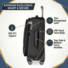 Ricardo Beverly Hills Ashbury Softside Luggage, Expandable Suitcase, Lightweight Sustainable rPET Travel Bag with TSA Lock & Dual Spinner Wheels, 20-inch Carry-on ( Black , Carry-On 20-Inch ) Black Carry On 20 Inch U1