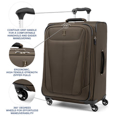 Travelpro Maxlite 5 Softside Expandable Luggage with 4 Spinner Wheels, Lightweight Suitcase, Men and Women Mocha Checked Medium 25 Inch U15