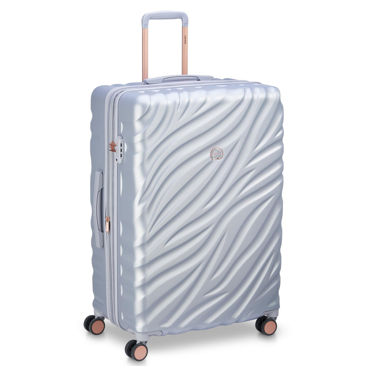 Delsey Alexis Lightweight Luggage, 4-Wheel Spinners Hardshell Suitcase, Expandable with TSA Lock  ( Platinum/Rose Gold , Checked-Large 29-Inch ) Platinum/Rose Gold Checked Large 29 Inch U9