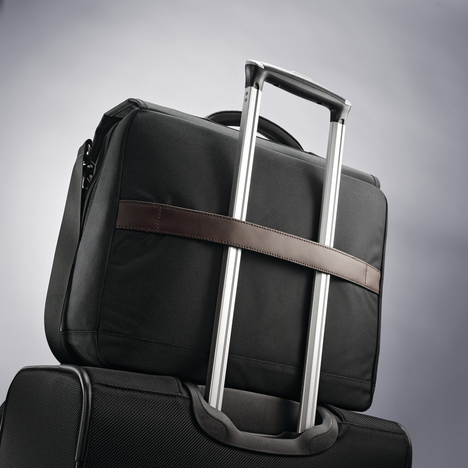 Samsonite Kombi Flapover Briefcase ( Black/Brown ) Black/Brown  U2