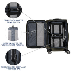 Travelpro Platinum Elite Softside Expandable Carry on Luggage, 8 Wheel Spinner Suitcase, USB Port, Suiter, Men and Women, Carry On 21-Inch ( Pilot Green , Carry-On 21-Inch ) Pilot Green Carry On 21 Inch U7