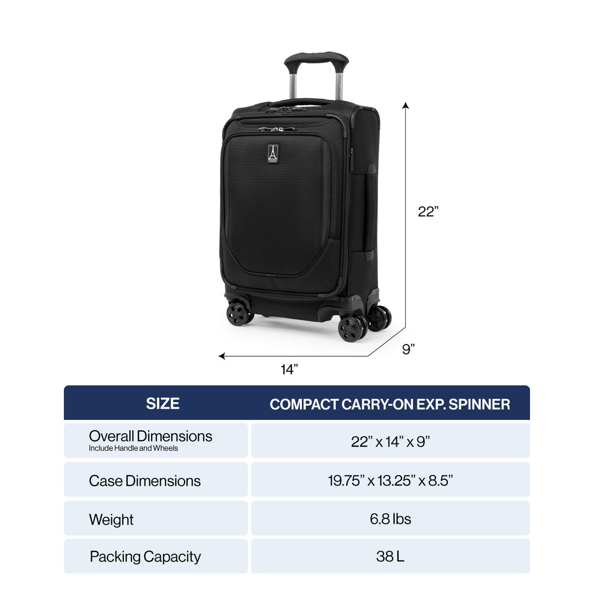 Travelpro Crew Classic Lightweight Softside Expandable Luggage, 2 Wheel Upright Rollaboard Suitcase, Men and Women ( Titanium Grey , Compact Carry On 20-Inch ) Titanium Grey Compact Carry On 20 Inch U4