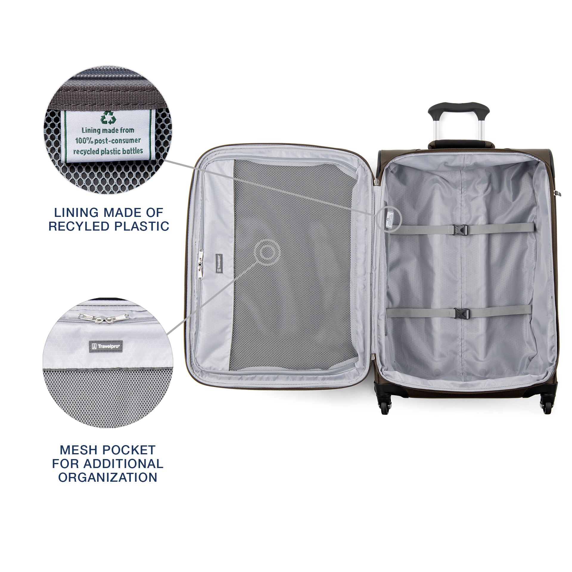 Travelpro Maxlite 5 Softside Expandable Luggage with 4 Spinner Wheels, Lightweight Suitcase, Men and Women Mocha Checked Medium 25 Inch U15