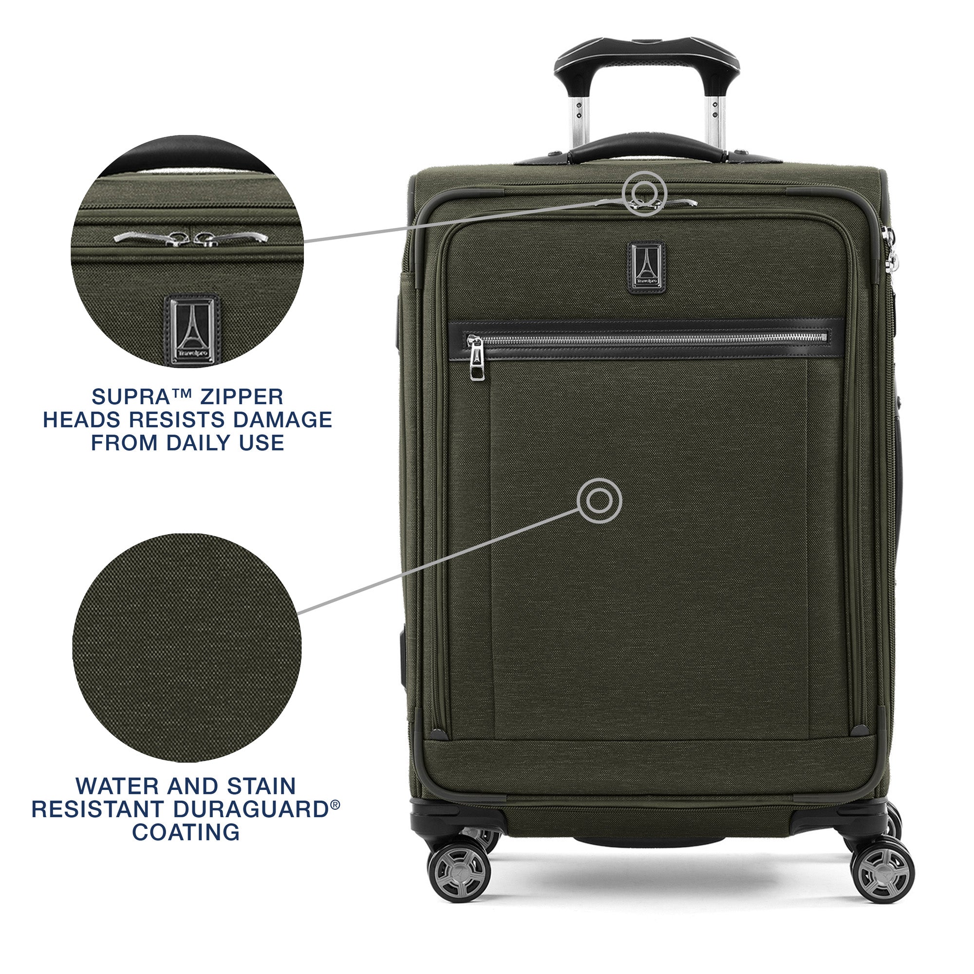 Travelpro Platinum Elite Softside Expandable Checked Luggage, 8 Wheel Spinner Suitcase, TSA Lock, Men and Women, Checked Medium 25-Inch ( Pilot Green , Checked-Medium 25-Inch ) Pilot Green Checked Medium 25 Inch U4