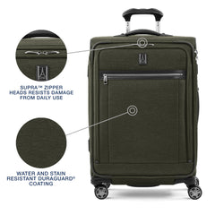 Travelpro Platinum Elite Softside Expandable Checked Luggage, 8 Wheel Spinner Suitcase, TSA Lock, Men and Women, Checked Medium 25-Inch ( Pilot Green , Checked-Medium 25-Inch ) Pilot Green Checked Medium 25 Inch U4