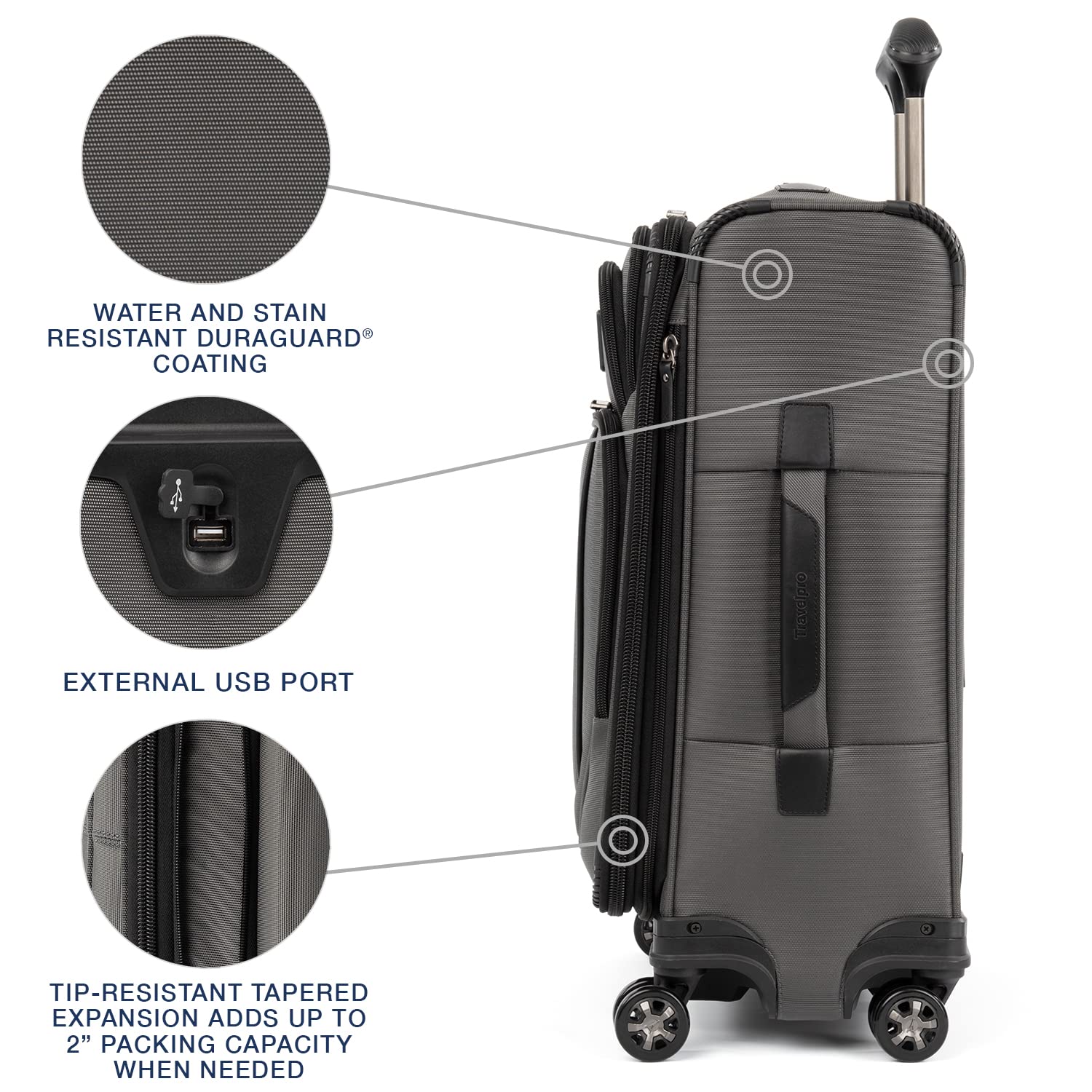 Travelpro Crew Versapack Softside Expandable Spinner Wheel Luggage Titanium Grey Carry On 21 Inch U2