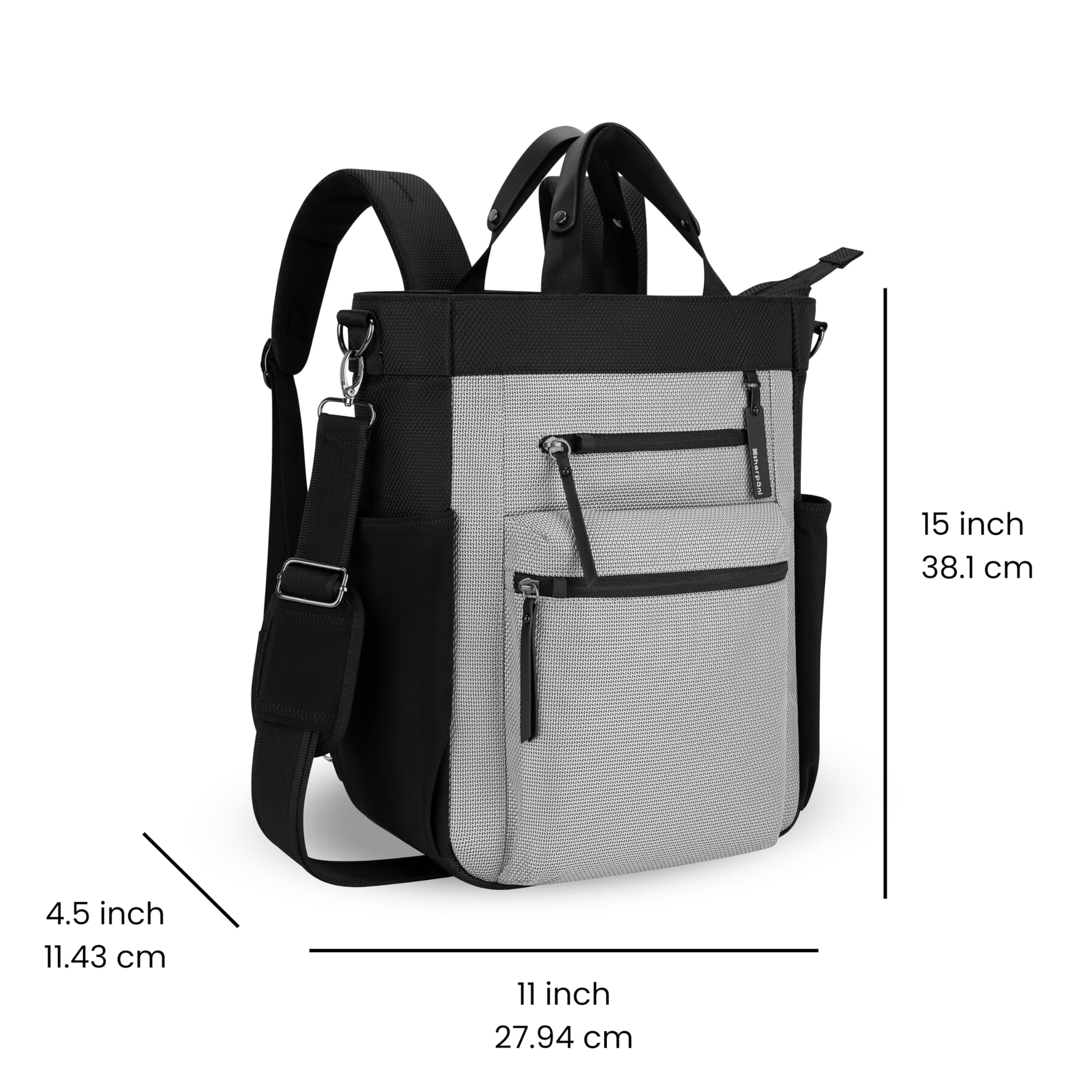 Sherpani Soleil, Anti Theft Convertible Backpack, 3 in 1 Tote Bag, Cross Body Purse, 18L Travel Backpack, Travel Gifts for Women, RFID Protection, Metal Hardware Fits 15 Laptop ( Sterling , One Size ) Sterling One Size U1