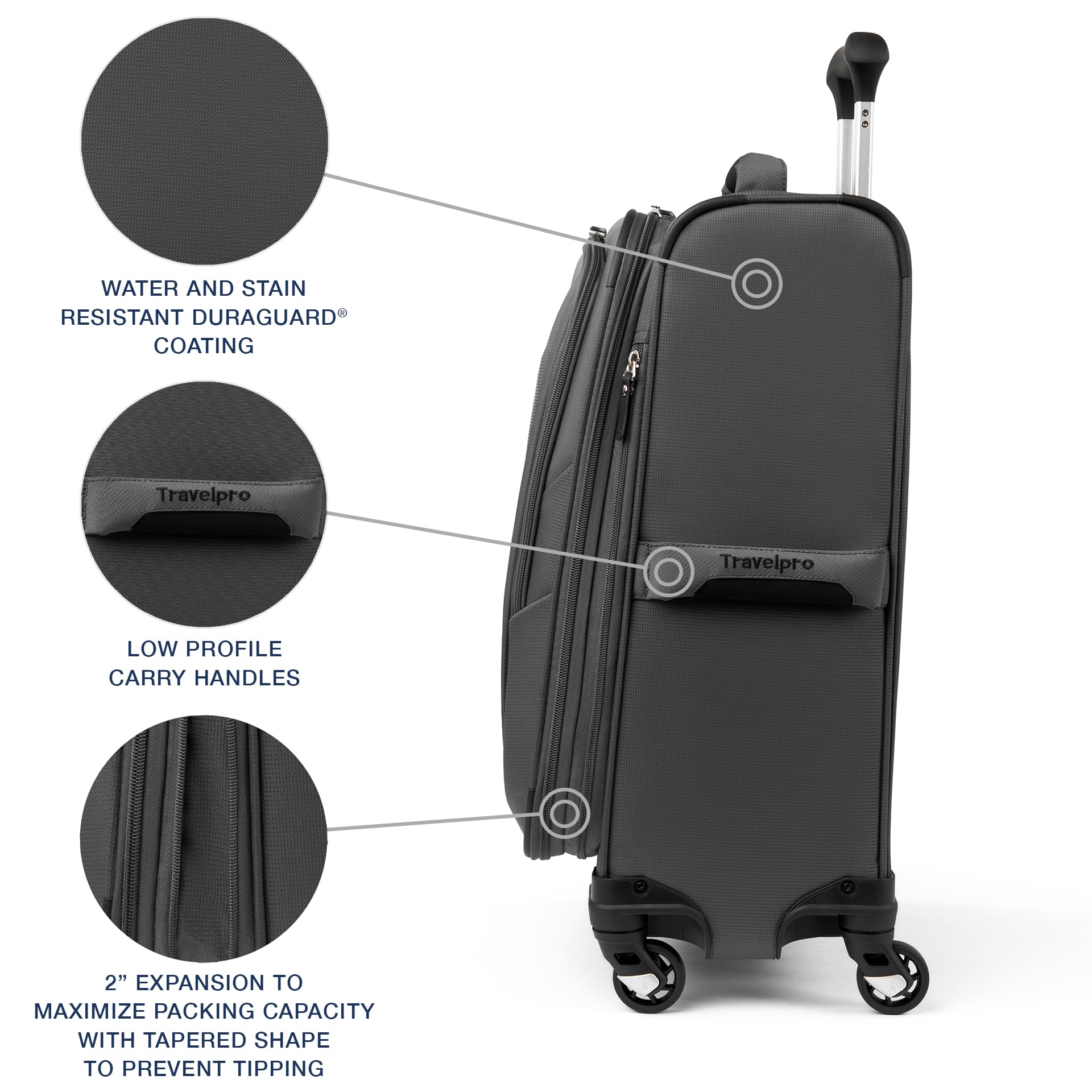 Travelpro Maxlite 5 Softside Expandable Luggage with 4 Spinner Wheels, Lightweight Suitcase, Men and Women ( Shadow Grey , Carry-on 21-Inch ) Shadow Grey Carry On 21 Inch U104