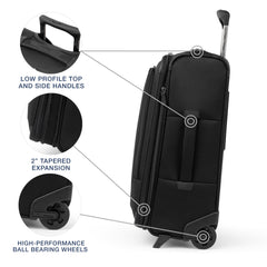 Travelpro Crew Classic Lightweight Softside Expandable Luggage, 2 Wheel Upright Rollaboard Suitcase, Men and Women ( Black , Carry-On ) Black Carry On U1