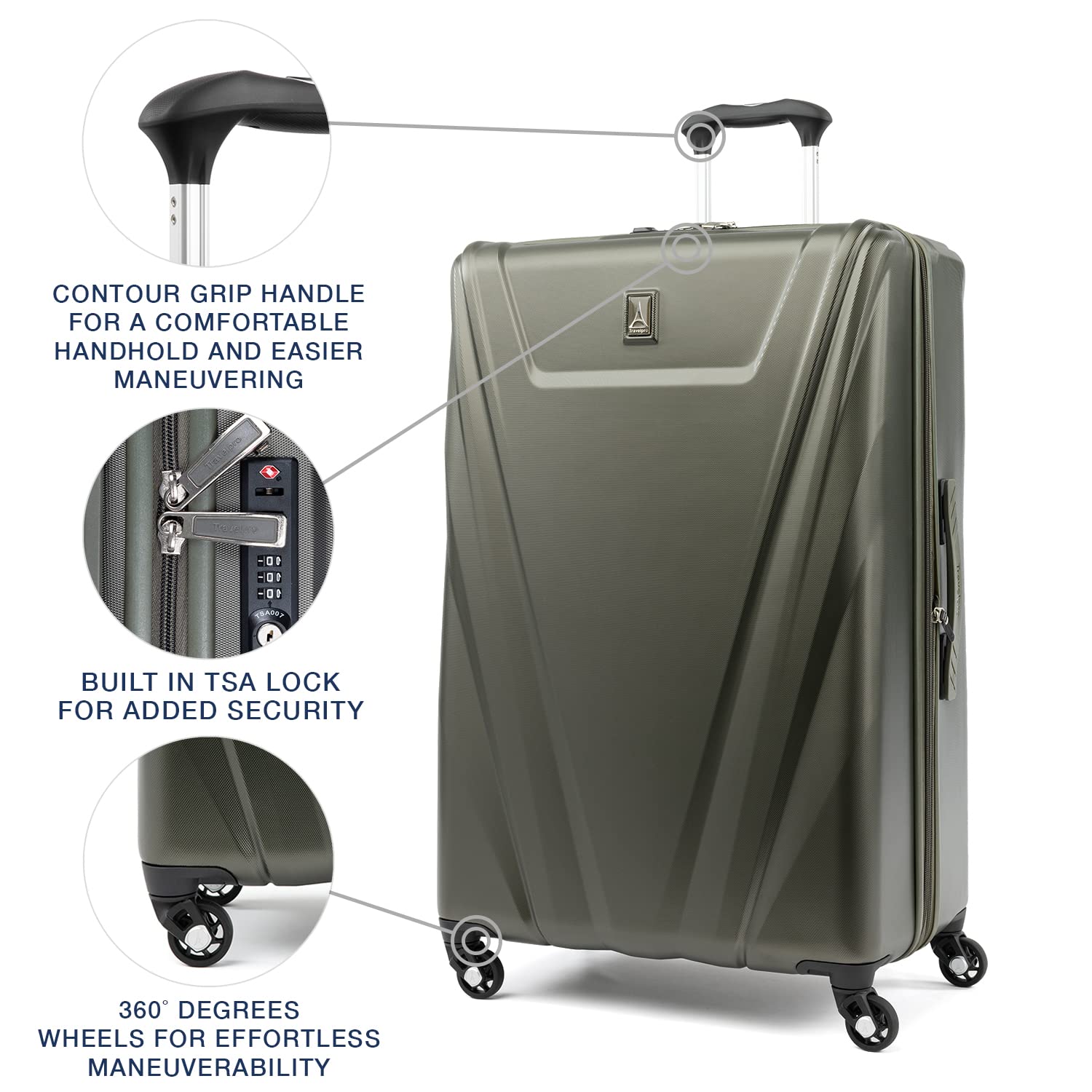 Travelpro Maxlite 5 Hardside Spinner Wheel Luggage ( Slate Green , Checked-Large 29-Inch ) Slate Green Checked Large 29 Inch U2