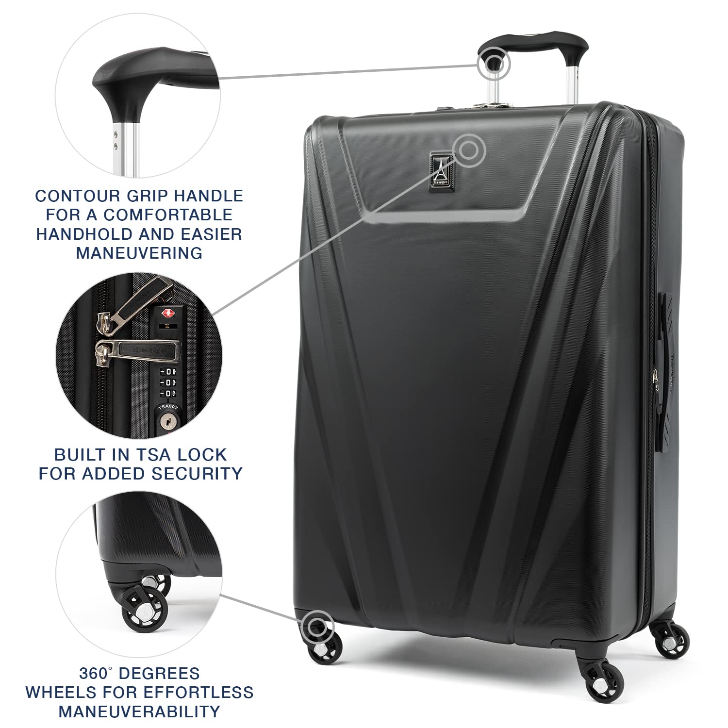 Travelpro Maxlite 5 Hardside Spinner Wheel Luggage Black Checked Large 28 Inch U1