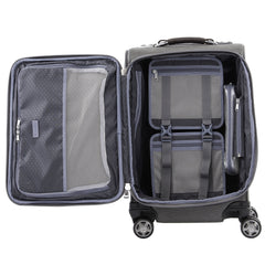 Travelpro Platinum Elite Softside Expandable Luggage, 8 Wheel Spinner Suitcase, USB Port, Fits up to 15" Laptop, Men and Women, Business Plus ( Vintage Grey , Carry-On 20-Inch ) Vintage Grey Carry On 20 Inch U1