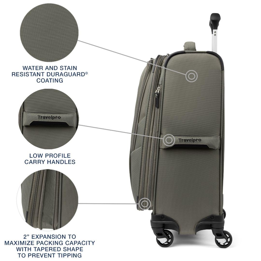 Travelpro Maxlite 5 Softside Expandable Luggage with 4 Spinner Wheels, Lightweight Suitcase, Men and Women ( Slate Green , Carry-on 21-Inch ) Slate Green Carry On 21 Inch U16