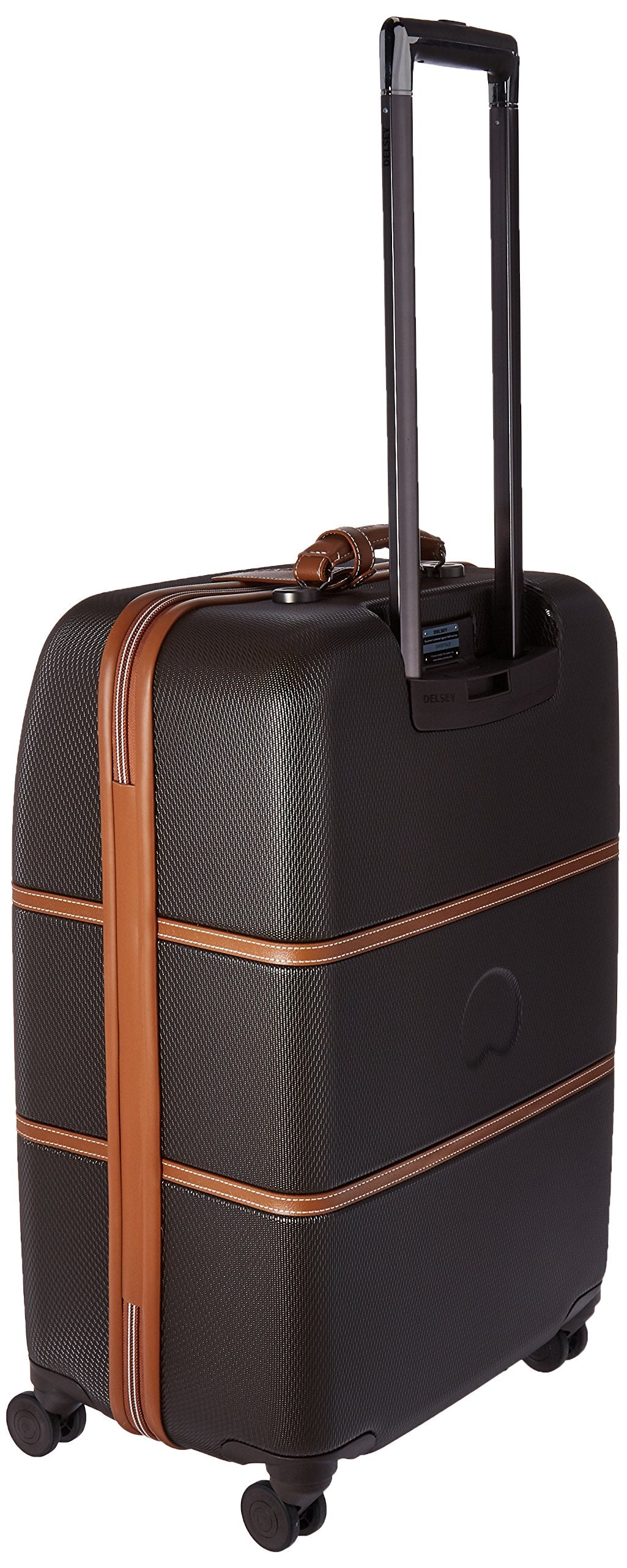 DELSEY Paris Chatelet Air 2.0 Hardside Luggage with Spinner Wheels Chocolate Brown Checked Medium 24 Inch With Brake U6
