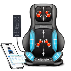 COMFIER Shiatsu Neck Back Massager with Heat,2D/3D Massage Chair Pad with App Control,Deep Tissue Kneading Massage Chair Pad with Compression,Chair Massager for Full Body,Gifts for Mom,Dad, Black Jet Black-app  U1