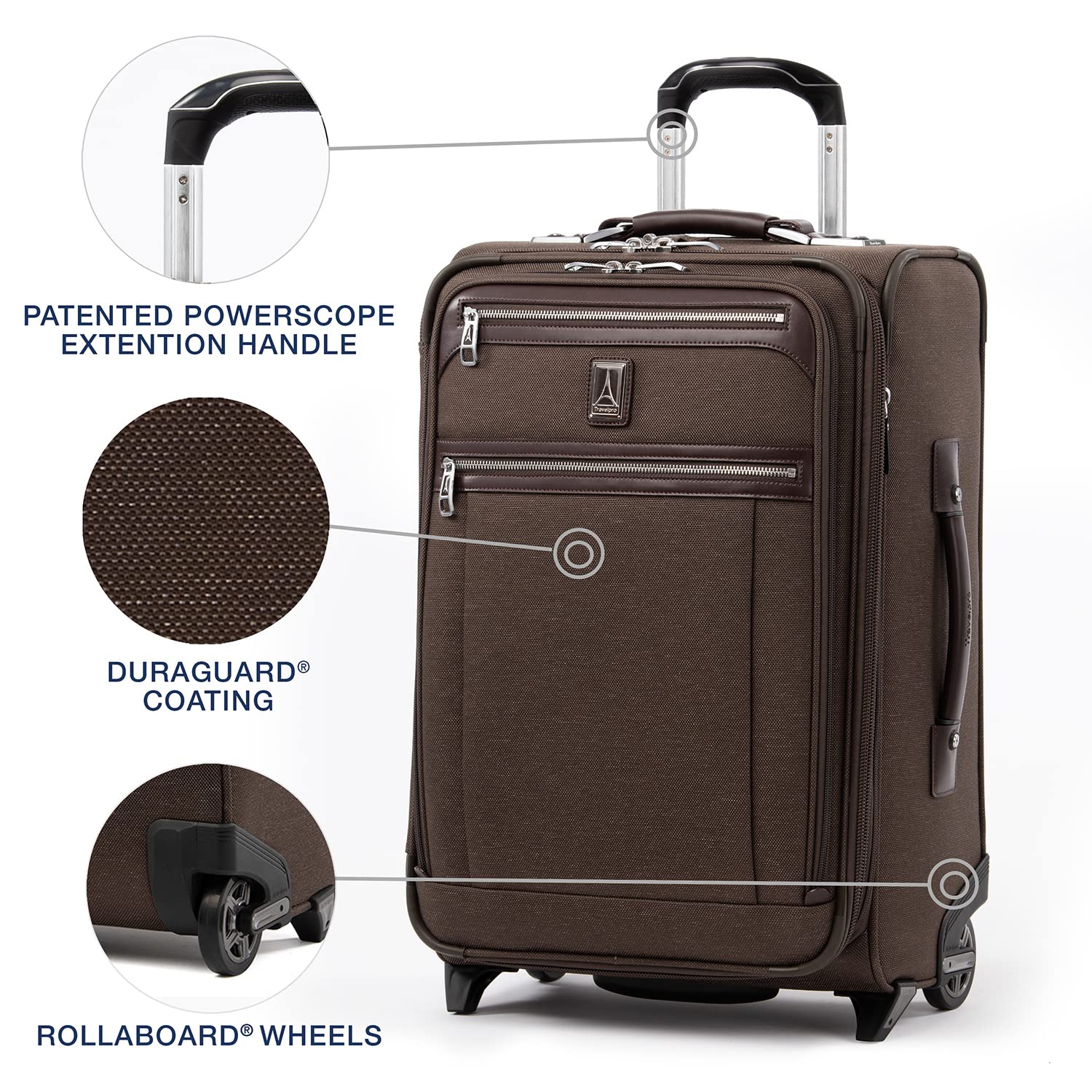 Travelpro Platinum Elite Softside Expandable Carry on Luggage, 2 Wheel Upright Suitcase, USB Port, Men and Women, Rich Espresso, Carry On 22-Inch Rich Espresso Carry-On 22-Inch U1