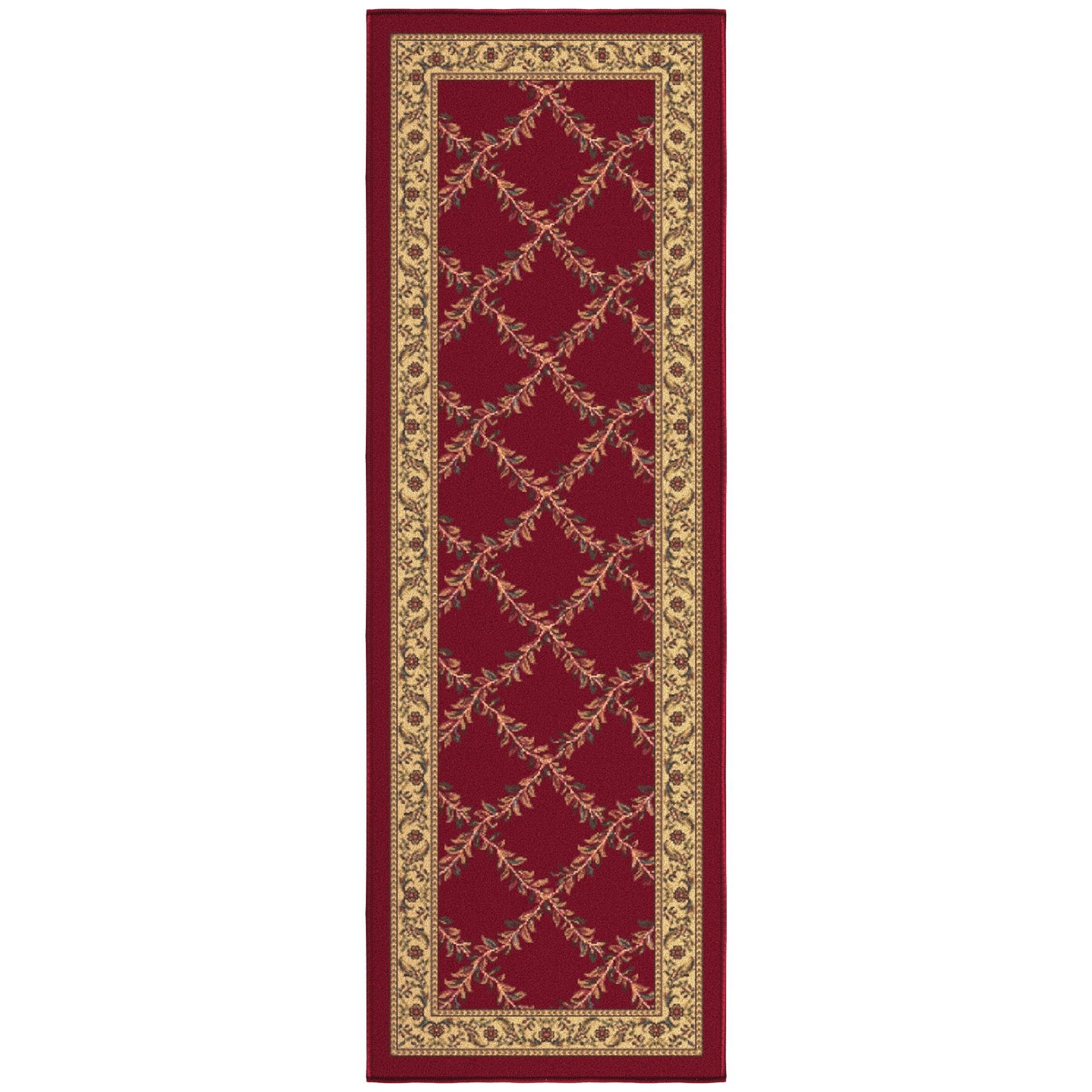 Ottomanson 3'3" x 5' Rugs for Living Room Trellis Area Rug for Bedroom - Non Slip Durable Large Floor Carpet for High Traffic Areas - Indoor Rug for Dining Room Kitchen Kids Playroom, Red Red 2140 3'3" x 5' (Area Rug) U1