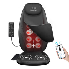 Snailax Back Massager with Soothing Heat, Gifts for Men, Women, Electric Deep Tissue Kneading Full Body Massage Chair for Back Pain, Home, Office Use, App Control Black 1 Count U1