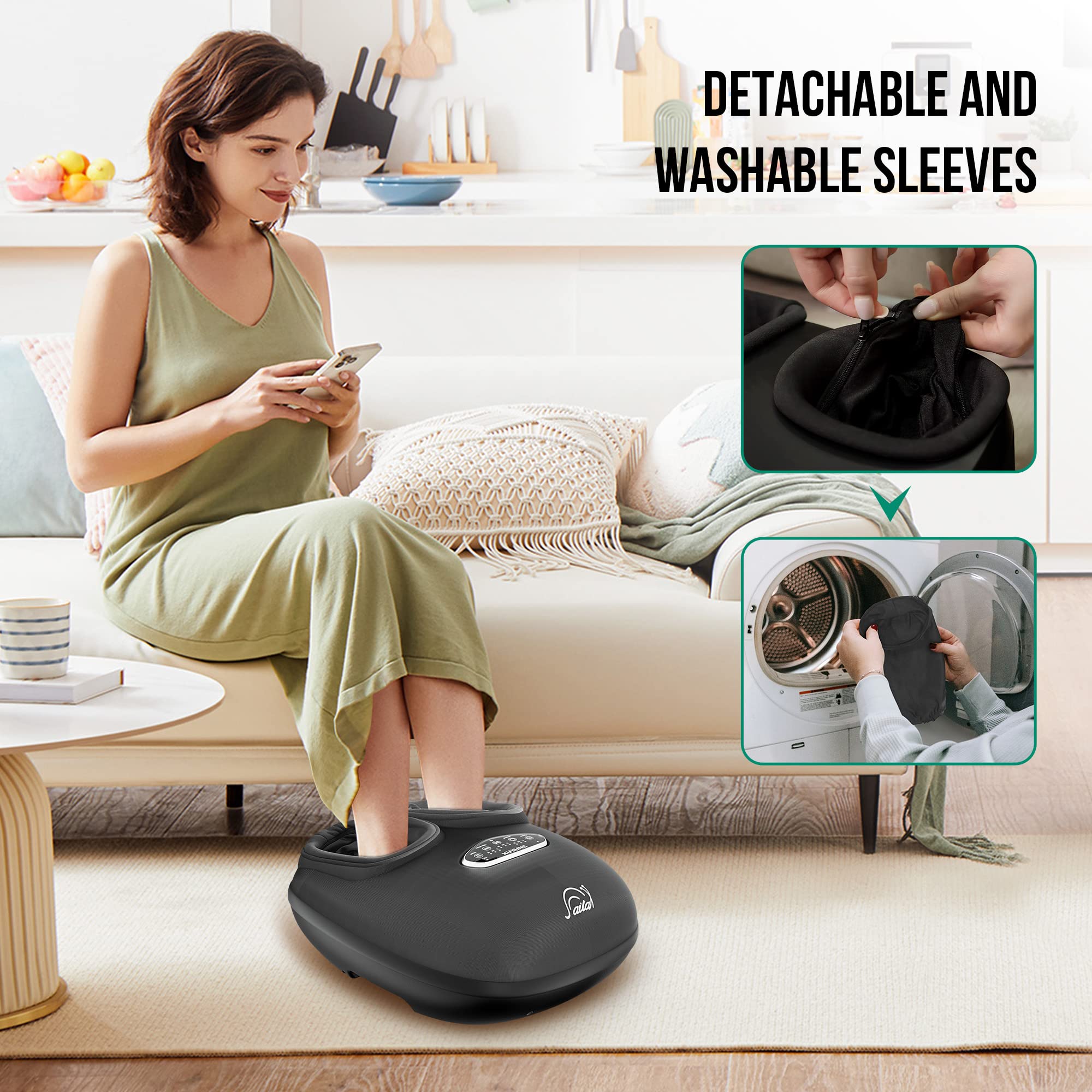 Snailax Shiatsu Foot Massager with Heat, Deep Kneading, Compression, Vibration, Feet Massager Machine for Plantar Fasciitis, Neuropathy, Foot Warmer Under Desk, Size 13, Gifts for Men, Women Black 1 Count (Pack of 1) U1