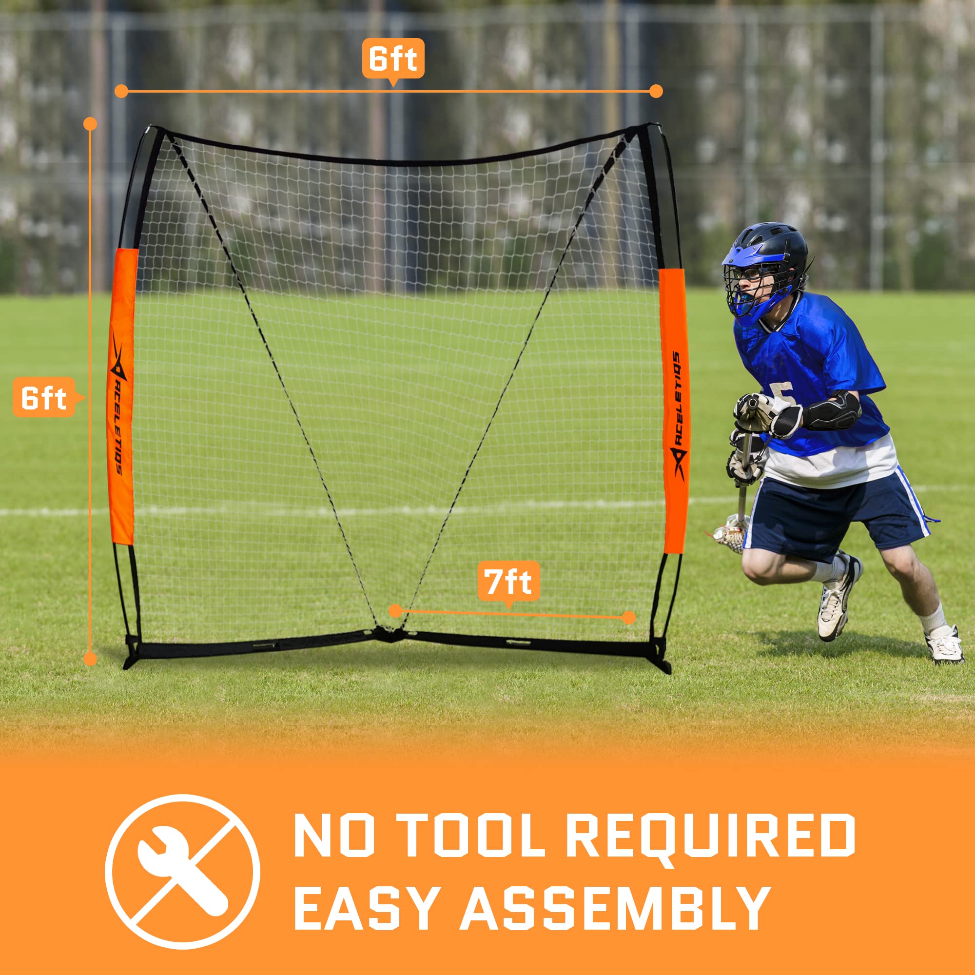 Lacrosse Goal 6x6 Feet | Lacrosse Net for Back Yard Fully Flexible and Portable | Pair with Your Lacrosse Rebounder or Lacrosse Backstop | Used by Man Lacrosse Goalie [Cary Bag Included] Black 6 ft x 6 ft U1