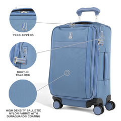 Travelpro VersaPack+ Lightweight Softside Expandable Carry on Luggage, 8 Spinner Suitcase, TSA Lock, Men and Women, Carry On 21-Inch, Elemental Blue Elemental Blue Carry On U1