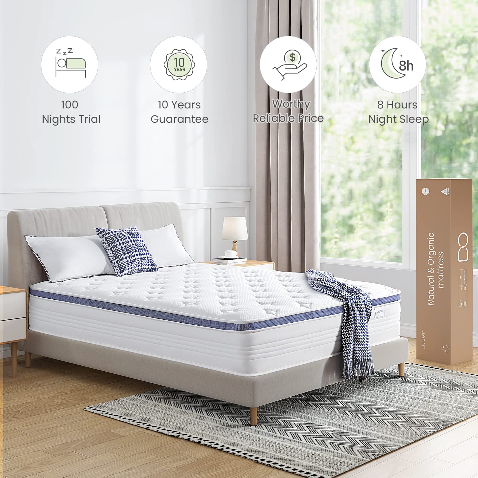 Dourxi Twin Mattress, 12 Inch Hybrid Mattress in a Box with Gel Memory Foam, Individually Pocketed Springs for Support and Pressure Relief - Medium Plush U1