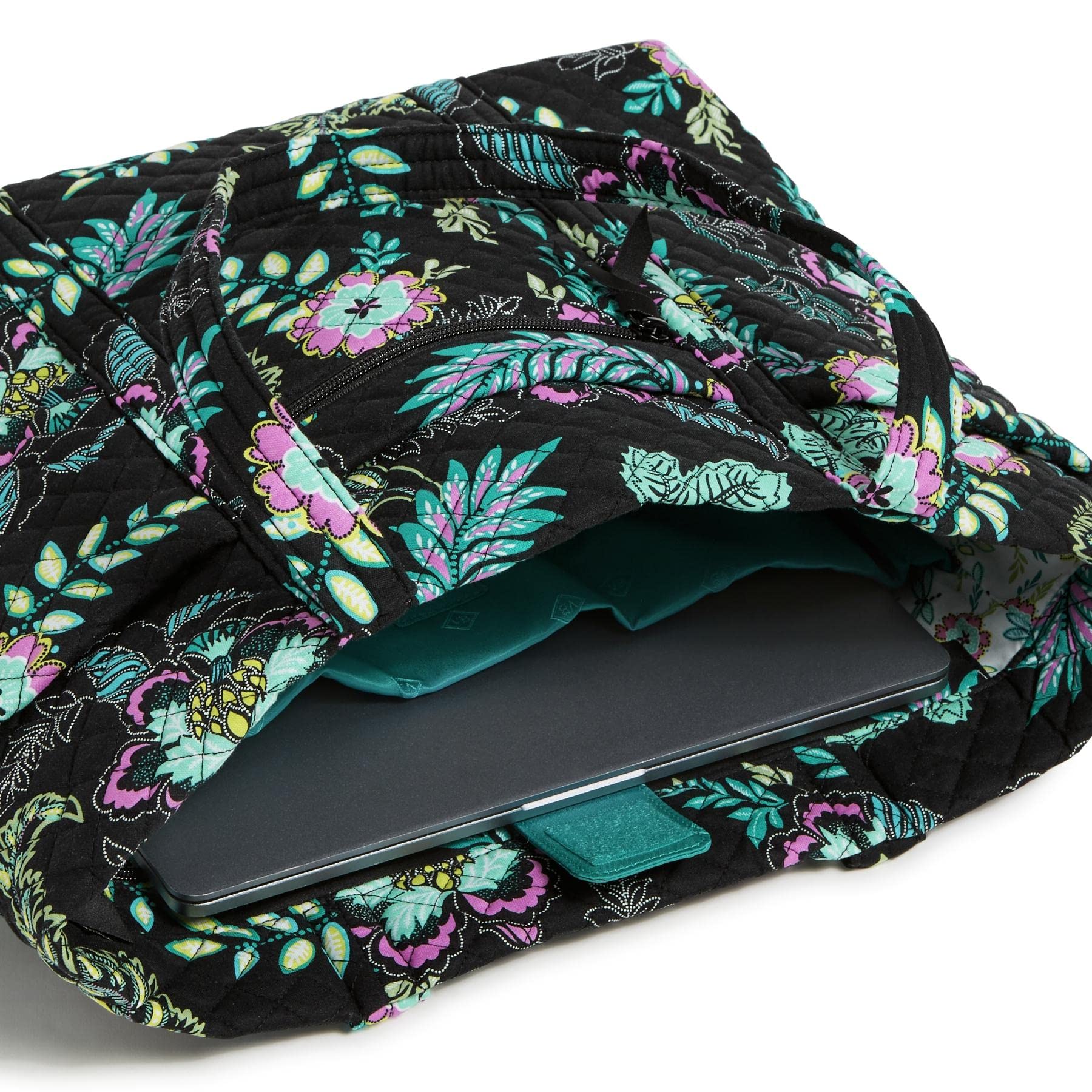 Vera Bradley Women's Cotton Deluxe Vera Tote Bag, Island Garden - Recycled Cotton, One Size U1