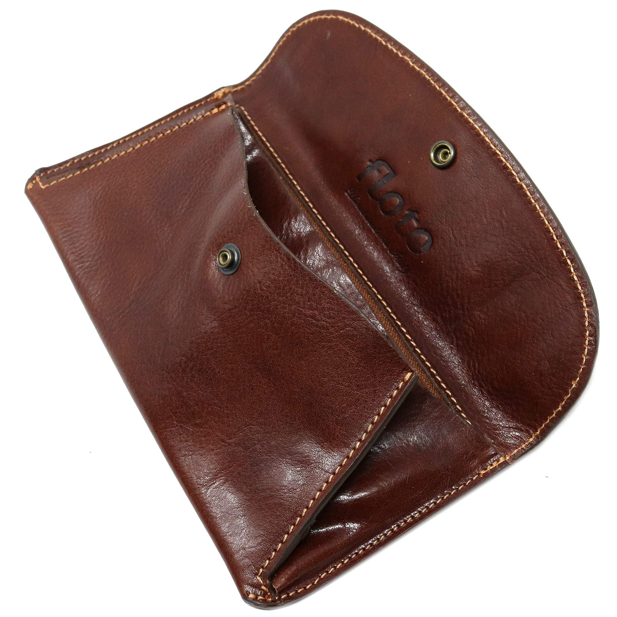 Floto Roma Clutch Women's Leather Snap Wallet Organizer (Vecchio Brown) Vecchio Brown Large U1