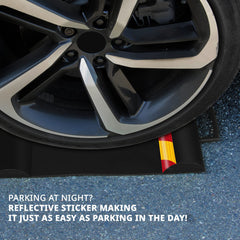 RaxGo Car Parking Mat, Garage Wheel Stopper Parking Aid, Tire Guides for Cars, Trucks & Vehicles | Anti-Skid Grips, Easy Install Adhesive, Carry Handles & Reflective Strips, Black | Pack of 2 Mats U1