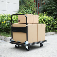 Olympia Tools Foldable Push Cart Dolly - 600 Lb. Capacity Heavy Duty Platform Truck with 360° Swivel Wheels - Blue Olive Green/Blue 600LB Capacity U1