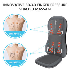 COMFIER Full Back Massager with Heat -2D/3D Shiatsu Massage Seat Cushion with 10 Massage Nodes, Massage Chair Pad, Rolling Kneading Massage Pads for Back U1