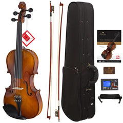 Cecilio CVN-300 Solidwood Ebony Fitted Violin with D'Addario Prelude Strings, Size 4/4 (Full Size) U2