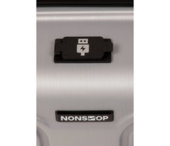 NONSTOP NEW YORK Luggage Expandable Spinner Wheels hard side shell Travel Suitcase Lightweight, TSA Lock, Double USB Port  ( Silver , 3-Piece Set (20/24/28) ) Silver 3 Piece Set 20 24 28 U2