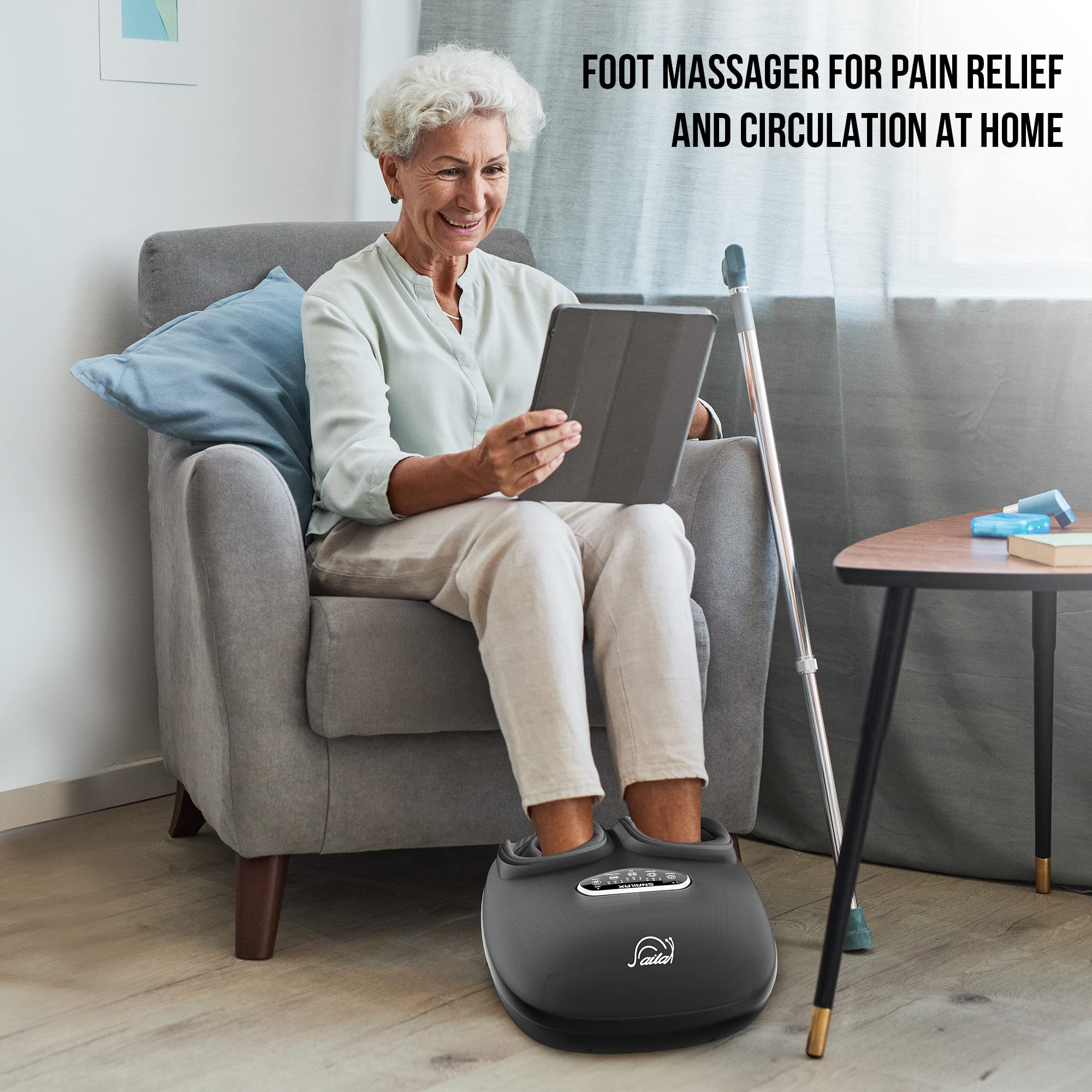 Snailax Shiatsu Foot Massager with Heat, Deep Kneading, Compression, Vibration, Feet Massager Machine for Plantar Fasciitis, Neuropathy, Foot Warmer Under Desk, Size 13, Gifts for Men, Women Black 1 Count (Pack of 1) U1