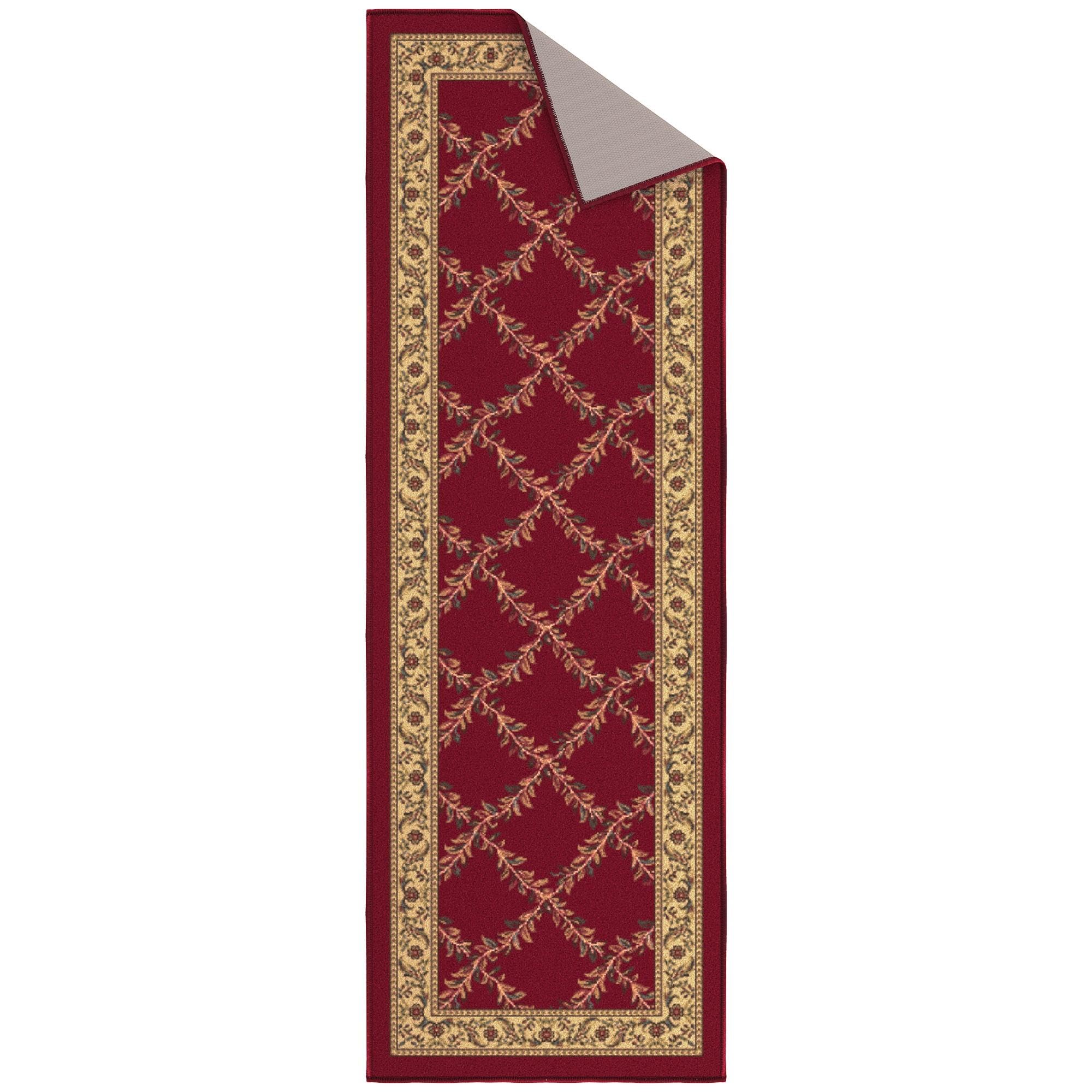Ottomanson 3'3" x 5' Rugs for Living Room Trellis Area Rug for Bedroom - Non Slip Durable Large Floor Carpet for High Traffic Areas - Indoor Rug for Dining Room Kitchen Kids Playroom, Red Red 2140 3'3" x 5' (Area Rug) U1