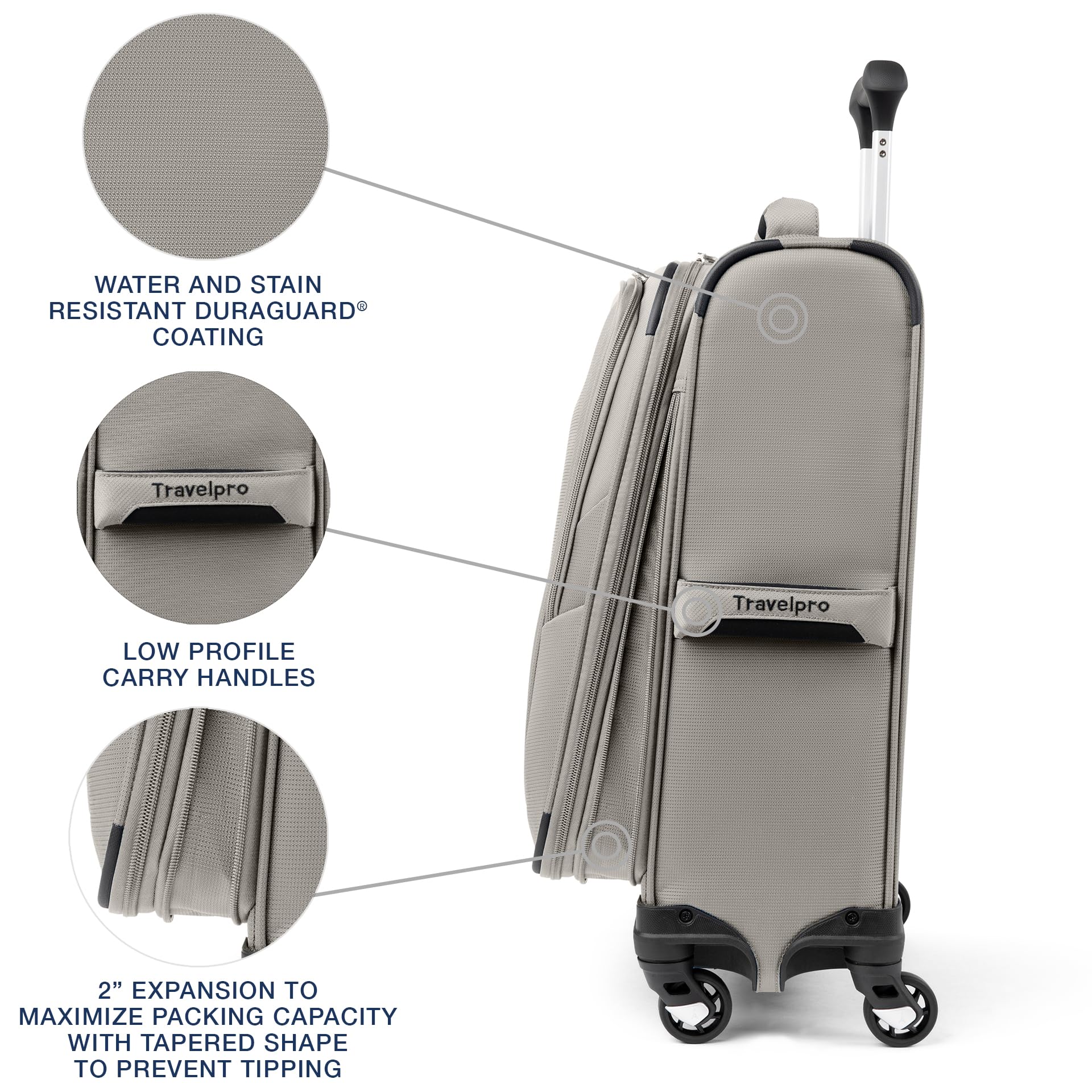 Travelpro Maxlite 5 Softside Expandable Carry on Luggage with 4 Spinner Wheels, Lightweight Suitcase, Men and Women, Champagne, Compact Carry on 20-Inch U1