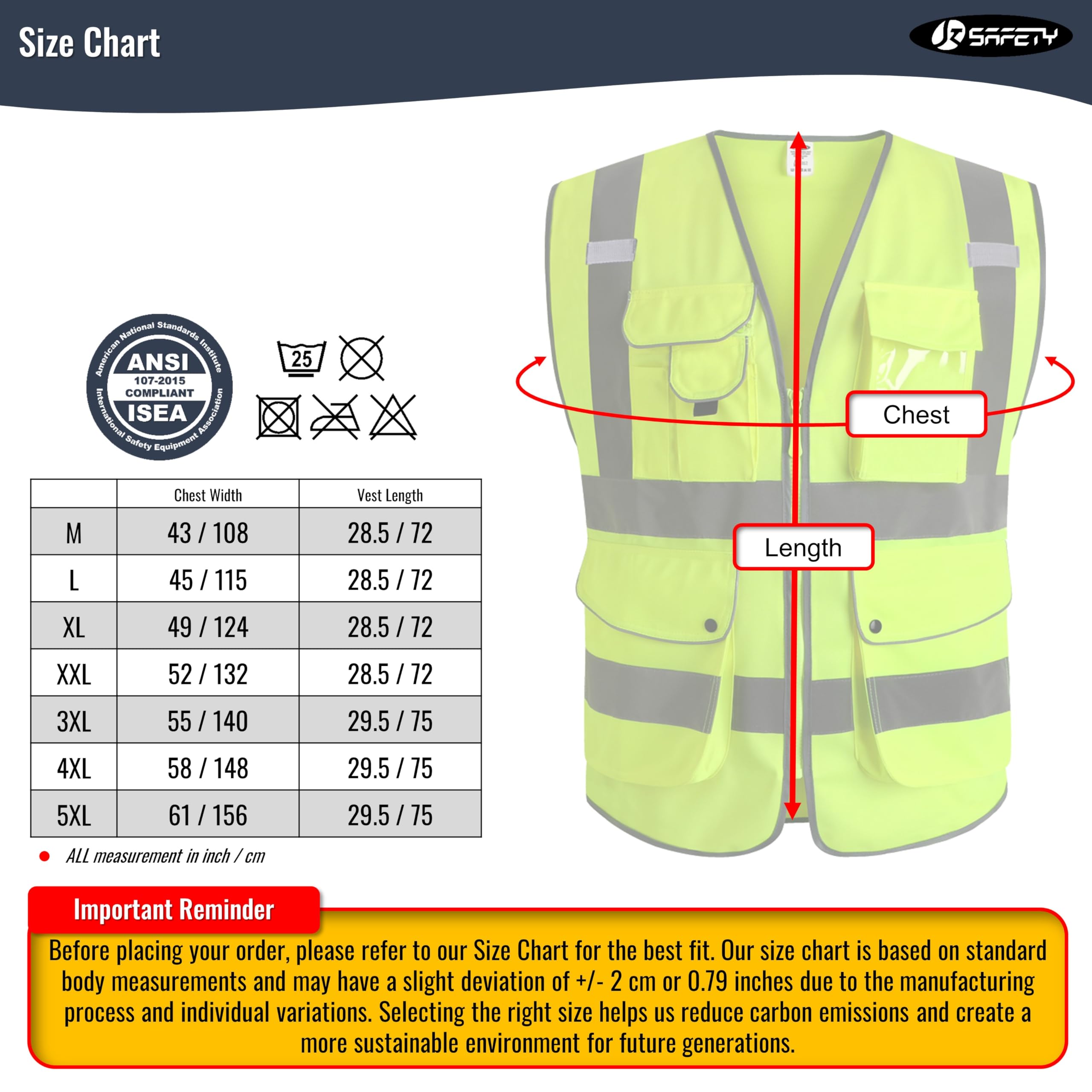 JKSafety 9 Pockets Class 2 High Visibility Zipper Front Safety Vest With Reflective Strips,Meets ANSI/ISEA Standard (Large, 150-Yellow) U1
