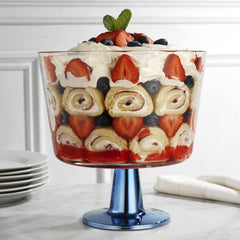 Elegant Home Glass Color Footed Trifle Fruit/Salad Bowl (Clear) U1