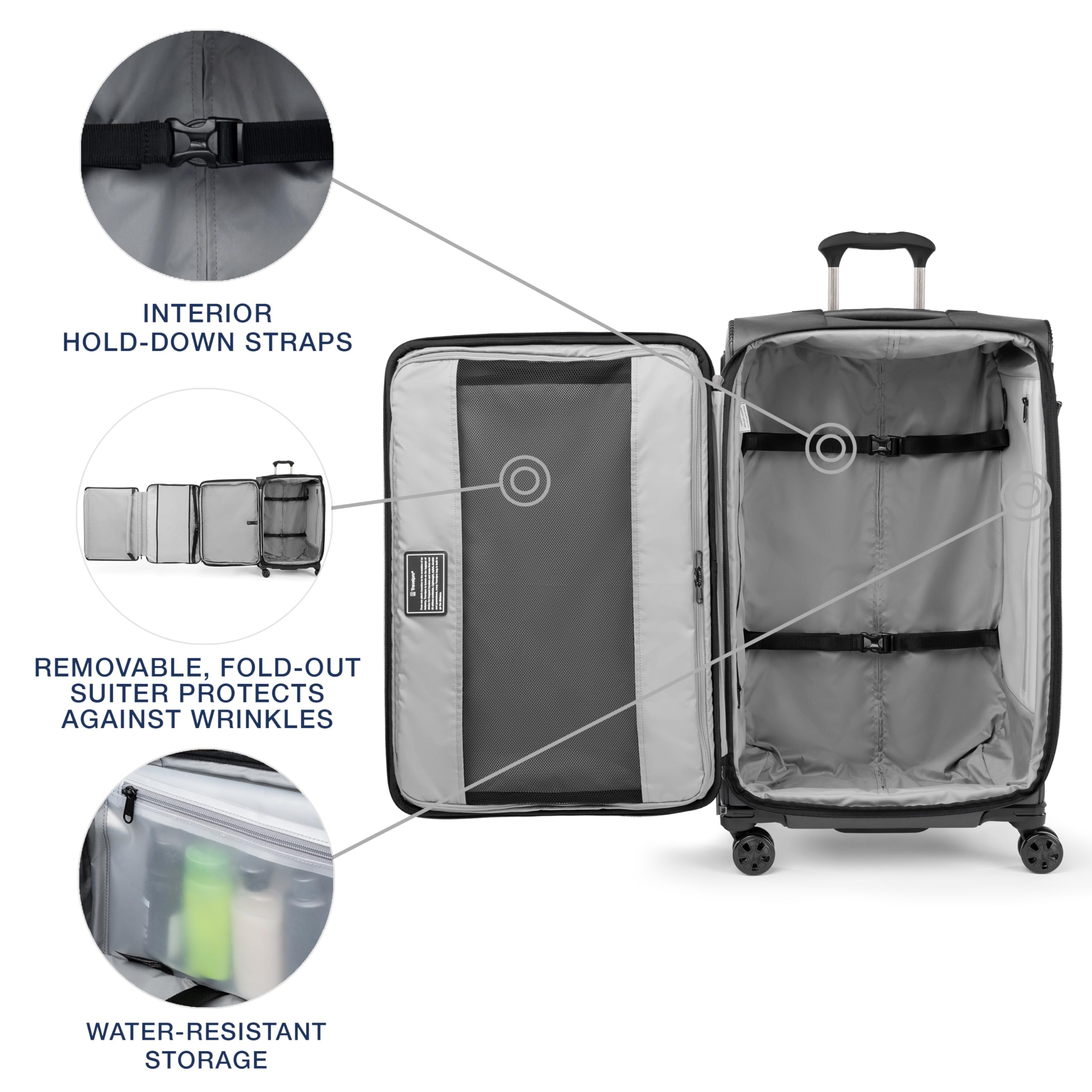 Travelpro Crew Classic Lightweight Softside Expandable Checked Luggage, 8 Wheel Spinner Suitcase, TSA Lock, Men and Women, Checked Large 29-Inch, Titanium Grey Titanium Grey Checked Large U1