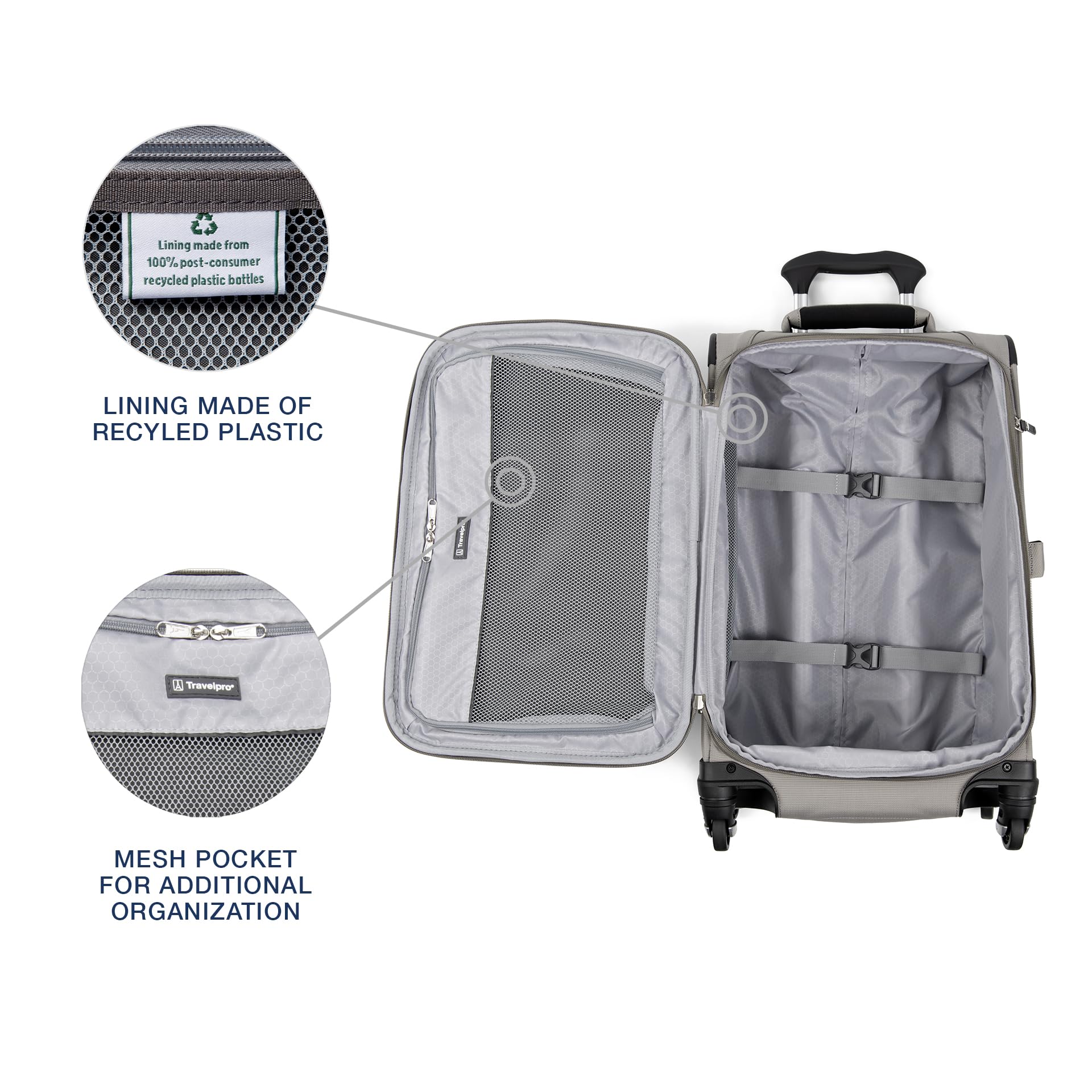 Travelpro Maxlite 5 Softside Expandable Carry on Luggage with 4 Spinner Wheels, Lightweight Suitcase, Men and Women, Champagne, Compact Carry on 20-Inch U1