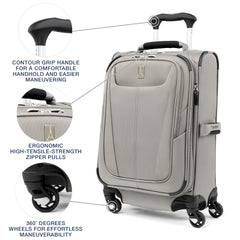 Travelpro Maxlite 5 Softside Expandable Carry on Luggage with 4 Spinner Wheels, Lightweight Suitcase, Men and Women, Champagne, Compact Carry on 20-Inch U1