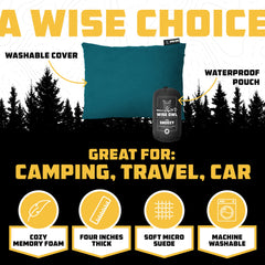 Wise Owl Outfitters Camping Pillow - Camping Essentials and Travel Pillow for Airplanes, Camping, and Travel - Memory Foam Washable Pillow - Small/Medium U1