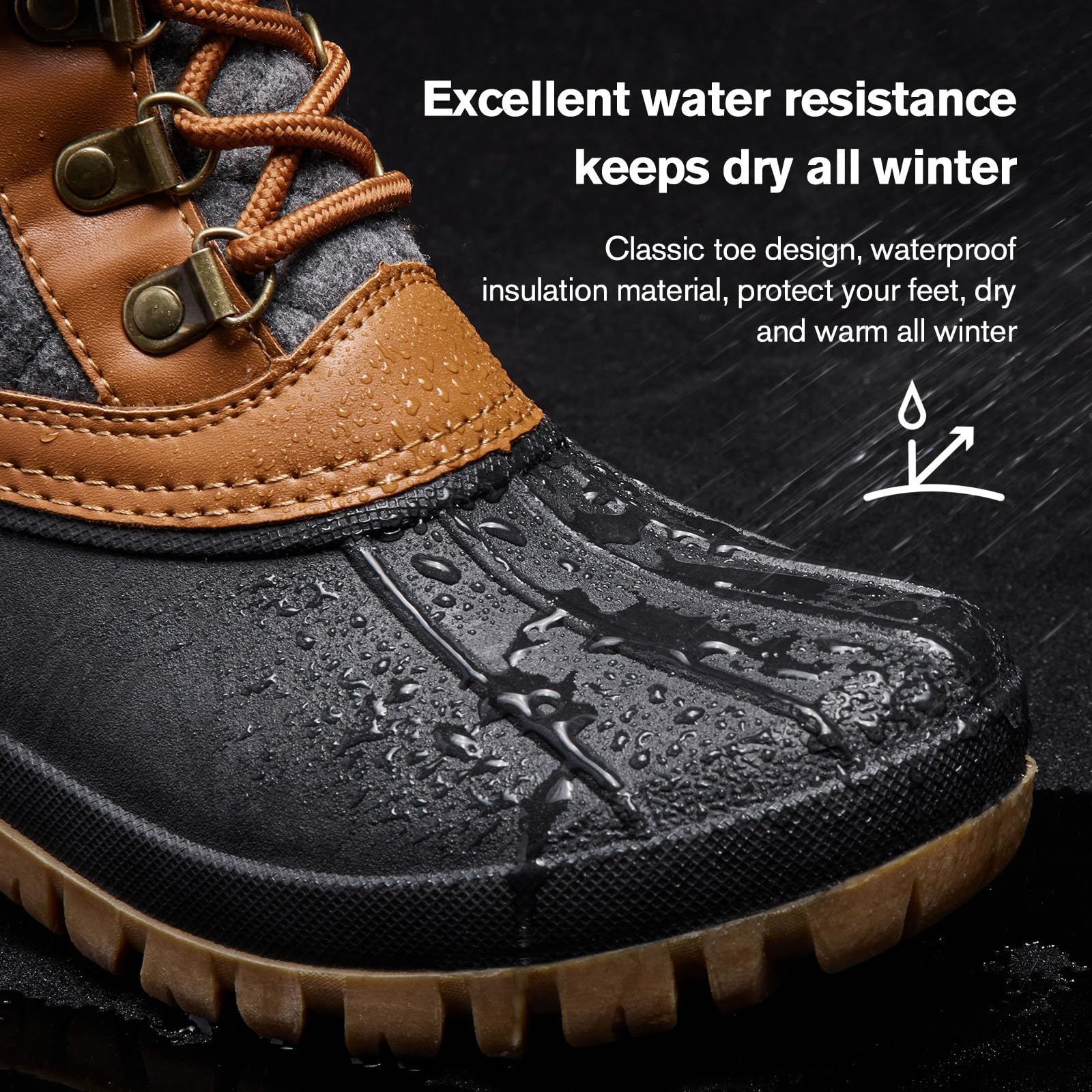 ALEADER Womens Snow Boots Duck Waterproof Boots Insulated Warm Brown Cold Weather Grey 8 M US Women Brown Grey 8 U1