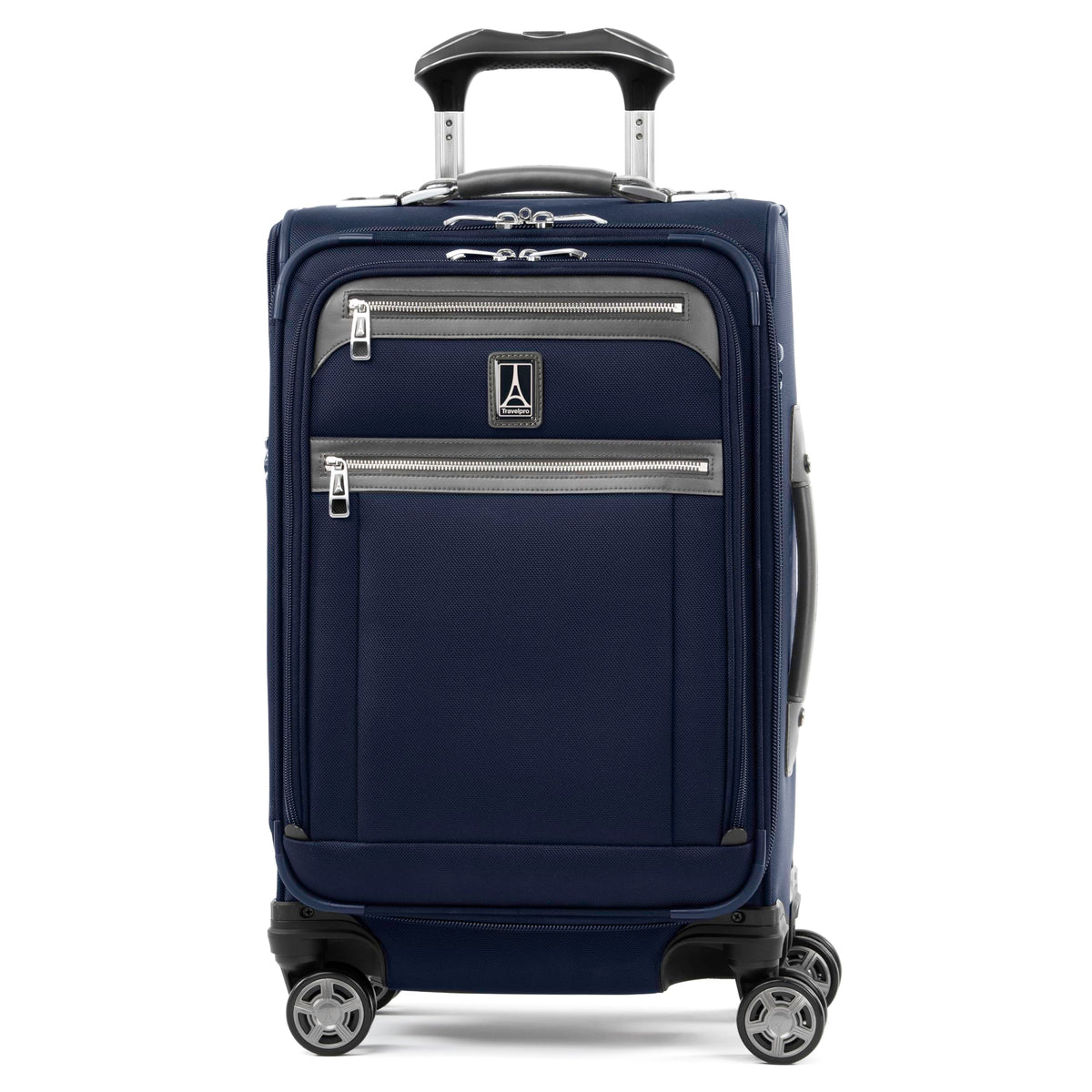 Travelpro Platinum Elite Softside Expandable Carry on Luggage, 8 Wheel Spinner Suitcase, USB Port, Suiter, Men and Women, Dark Blue, Carry On 21-Inch Dark Blue Carry-On 21-Inch U2