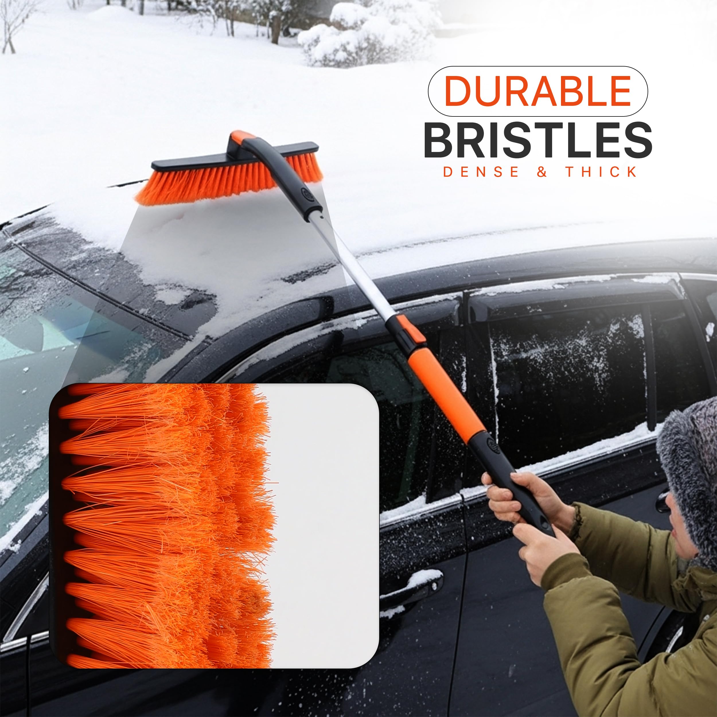 Utopia Home 31" to 37” Extendable Snow Brush for Car and Ice Scrapers for Car Windshield, 360° Rotation Brush Head Snow Broom for Truck and SUVs with Ergonomic Foam Grip   U1