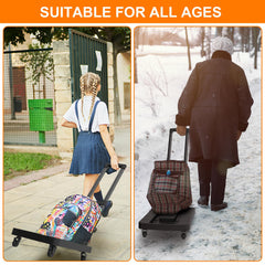 Folding Hand Truck, Portable Push Cart & Luggage Dolly Cart with 2 Braking Swivel Wheels and 3 Bungee Cords for Backpack, Travel, Moving, and Office Use U1