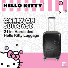 FUL Hello Kitty 21 Inch Carry On Luggage, Molded Hardshell Rolling Suitcase with Spinner Wheels, Black U1