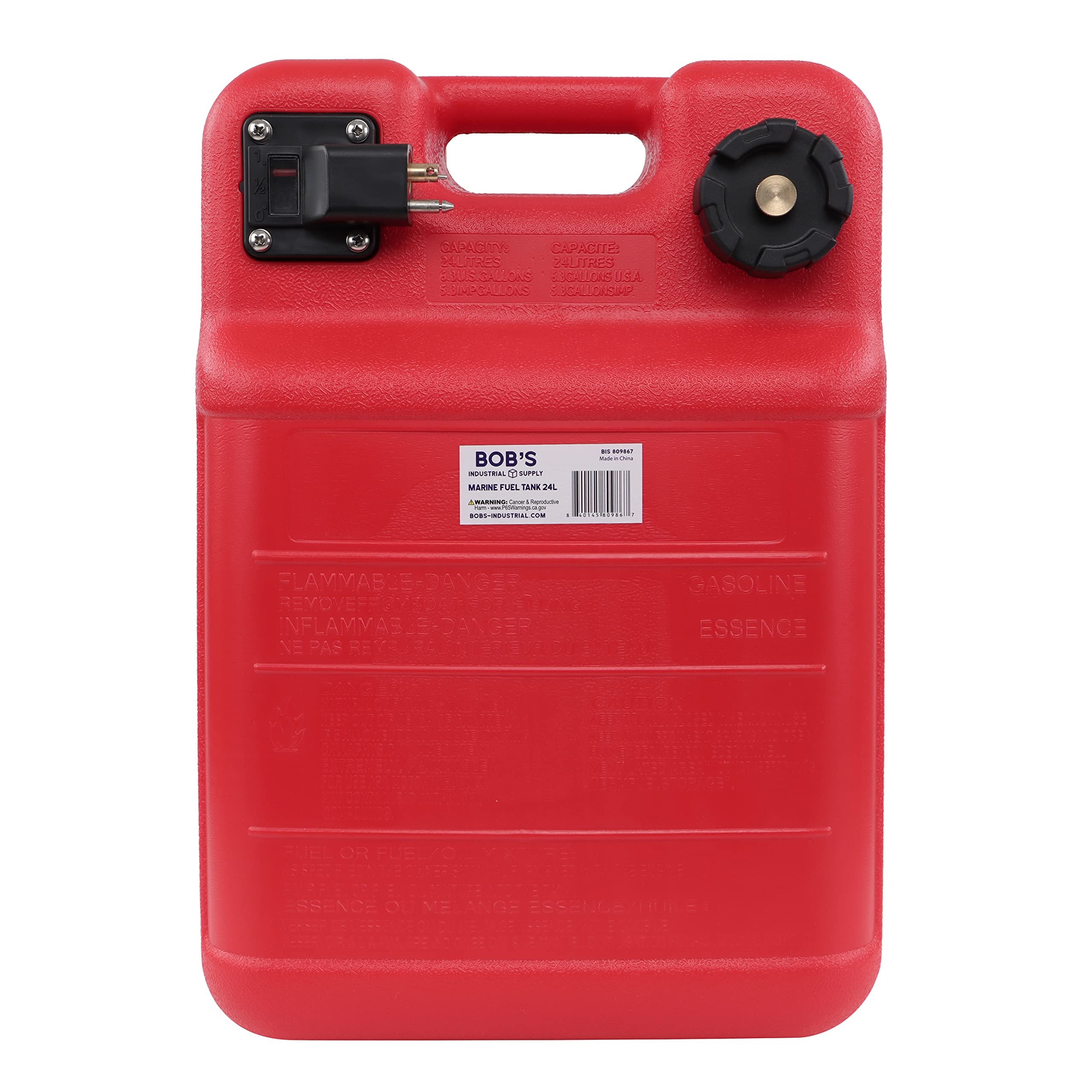 BISupply Boat Gas Tank Kit 6 Gallon - Portable Plastic Outboard Marine Boat Fuel Tank with Fill Hose U1
